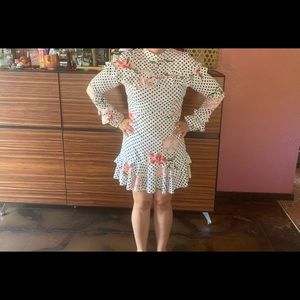 White ruffle poka dot mini dress